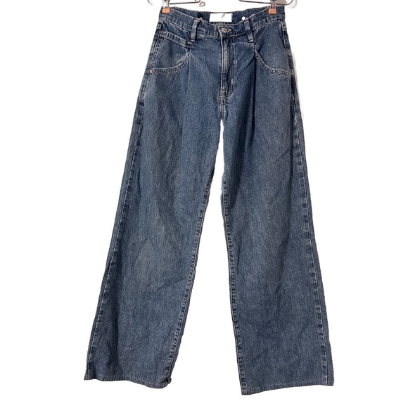 We The Free Luca Super Slouch High Waist Wide Leg Jeans Pleated Sz 24 Boho - Picture 2 of 15